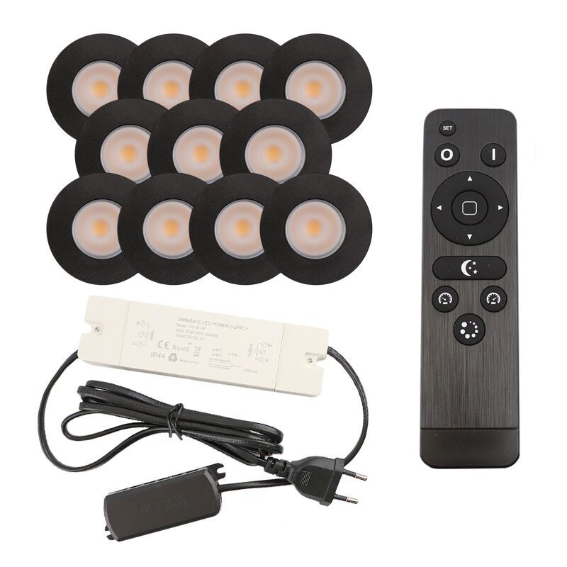 Hliníkové podhledové světlo na verandu černé, Dico, 3W, LED 2700 K, IP65, s dálkovým ovládáním Hliníkové podhledové světlo na verandu černé, Dico, 3W, LED 2700 K, IP65, s dálkovým ovládáním