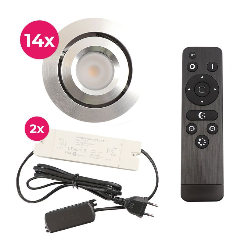 Hliníkové podhledové světlo na verandu chromové, Rona, 3W, LED 2700 K, IP44, s dálkovým ovládáním Hliníkové podhledové světlo na verandu chromové, Rona, 3W, LED 2700 K, IP44, s dálkovým ovládáním