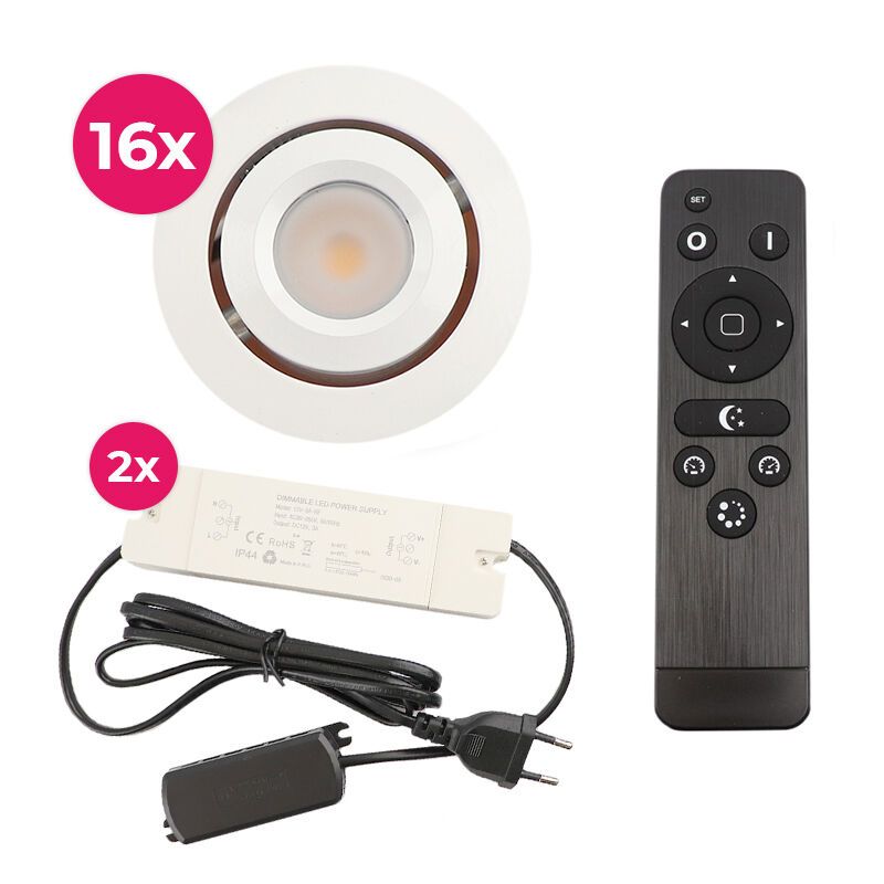 Hliníkové podhledové světlo na verandu bílé, Rona, 3W, LED 2700 K, IP44, s dálkovým ovládáním
