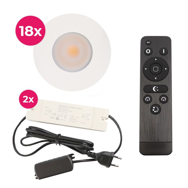 Hliníkové podhledové světlo na verandu bílé, Dico, 3W, LED 2700 K, IP65, s dálkovým ovládáním