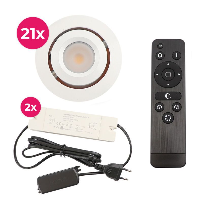 Hliníkové podhledové světlo na verandu bílé, Rona, 3W, LED 2700 K, IP44, s dálkovým ovládáním