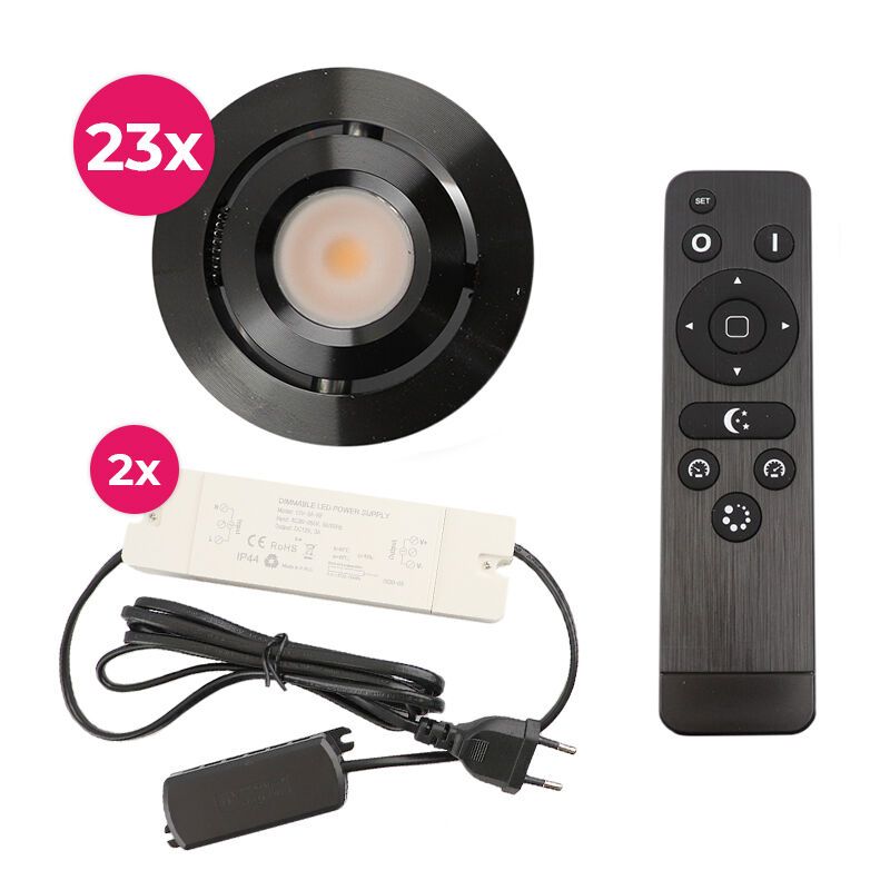 Hliníkové podhledové světlo na verandu černé, Rona, 3W, LED 2700 K, IP44, s dálkovým ovládáním