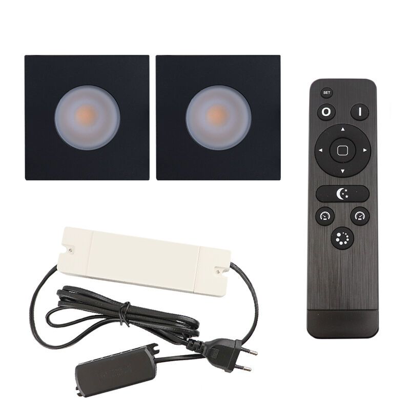 Hliníkové podhledové světlo na verandu černé, Dico, 6W, LED 2700 K, IP65, s dálkovým ovládáním
