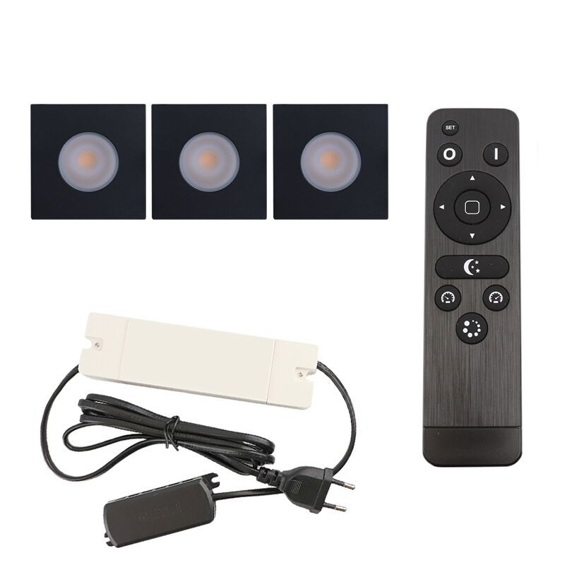 Hliníkové podhledové světlo na verandu černé, Dico, 9W, LED 2700 K, IP65, s dálkovým ovládáním