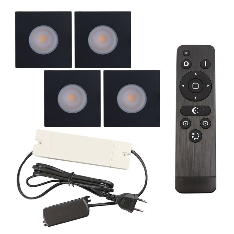 Hliníkové podhledové světlo na verandu černé, Dico, 12W, LED 2700 K, IP65, s dálkovým ovládáním