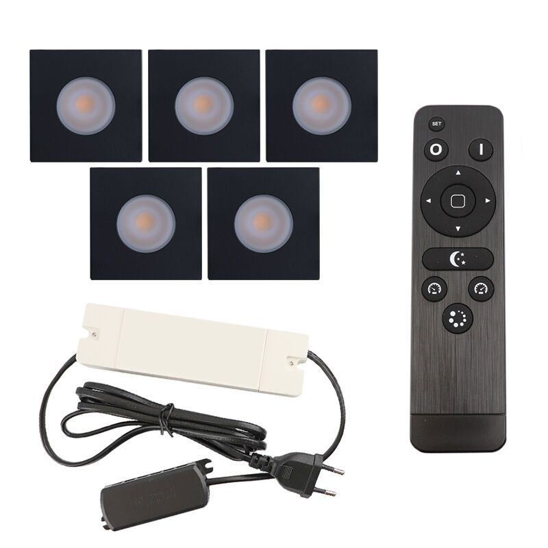 Hliníkové podhledové světlo na verandu černé, Dico, 15W, LED 2700 K, IP65, s dálkovým ovládáním