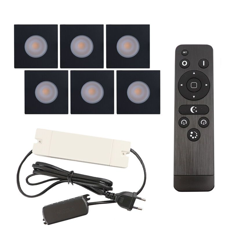 Hliníkové podhledové světlo na verandu černé, Dico, 18W, LED 2700 K, IP65, s dálkovým ovládáním