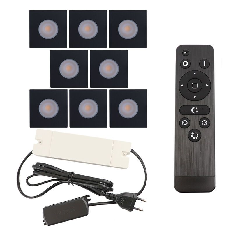 Hliníkové podhledové světlo na verandu černé, Dico, 24W, LED 2700 K, IP65, s dálkovým ovládáním