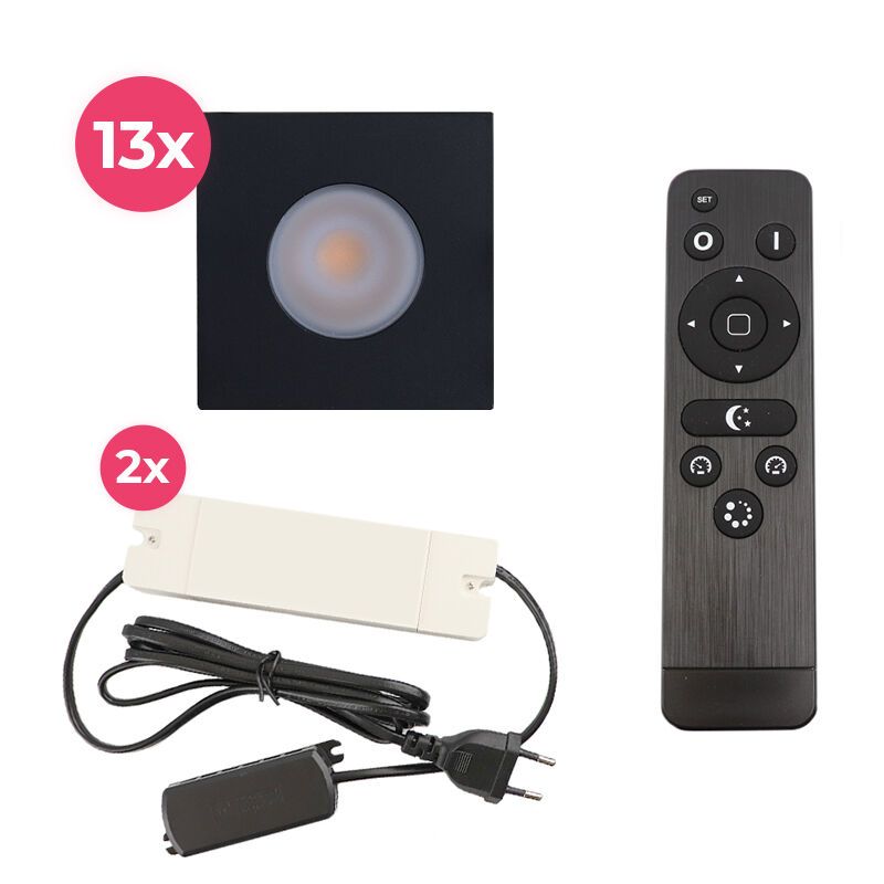 Hliníkové podhledové světlo na verandu černé, Dico, 39W, LED 2700 K, IP65, s dálkovým ovládáním