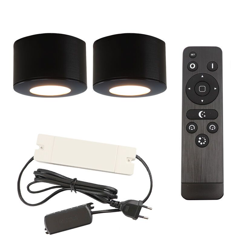 Hliníkové přisazené stropní svítidlo na verandu černé, Vasso, 6W, LED 2700 K, IP44, s dálkovým ovládáním