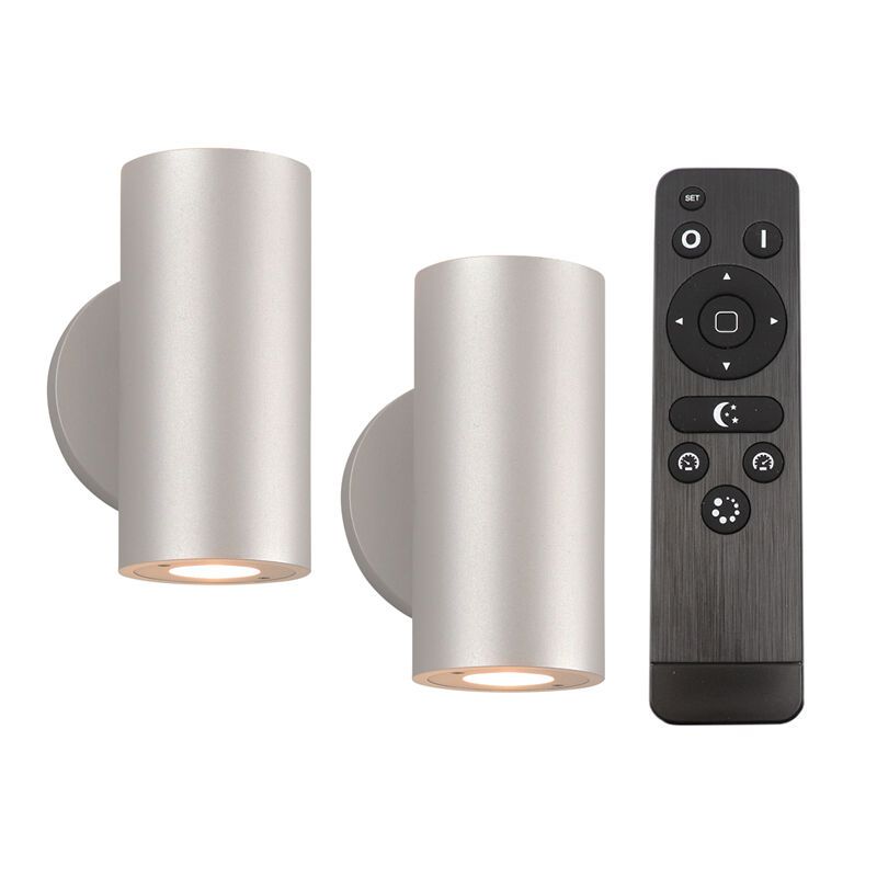 Hliníková lampa up down stříbrná, Salar, 3W, LED 2700 K, IP44, s dálkovým ovládáním