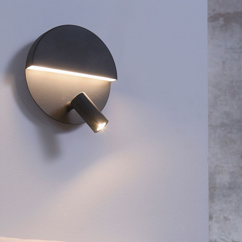 Černé nástěnné světlo designové, Solo, 6W, LED 3000 K, s vypínačem