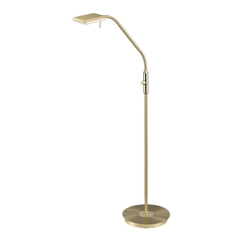 Mosazná stojací lampa moderní, Robin, 12W, LED 3000 K, s dotykovým stmívačem