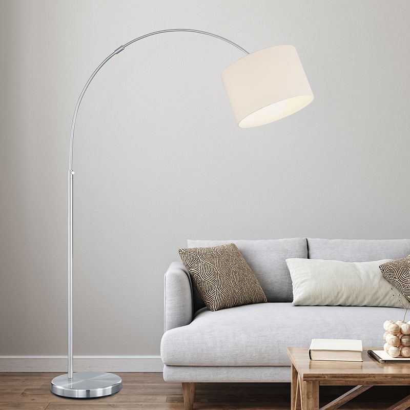 Niklová stojací lampa kovová, Ledbury, s vypínačem