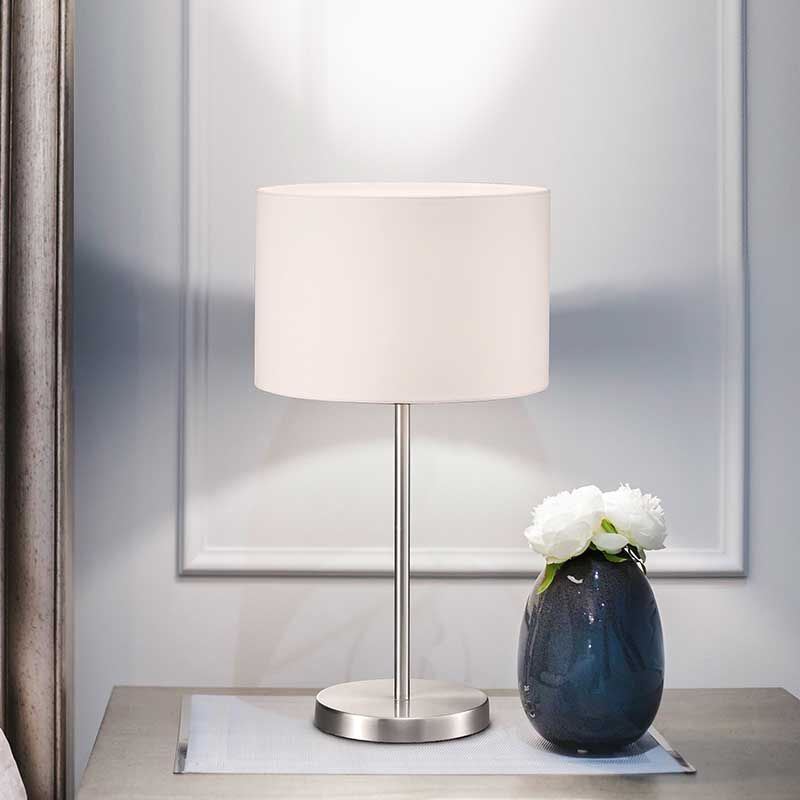 Niklová stolní lampa kovová, Ledbury, s vypínačem
