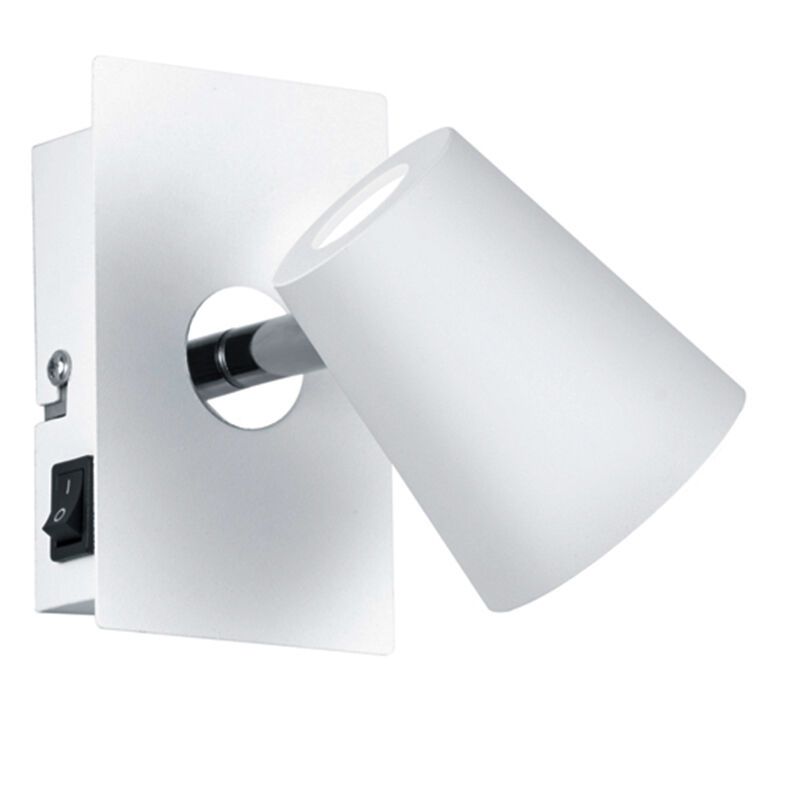 Bílé nástěnné bodové světlo skleněné, Laysha, 6W, LED 3000 K, s vypínačem