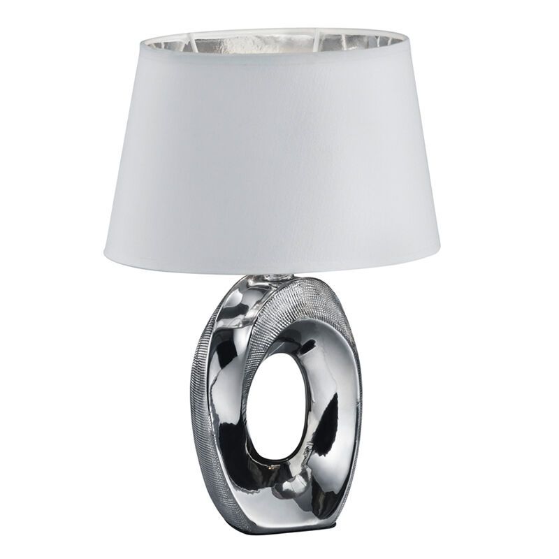 Keramická stolní lampa stříbrná, Moldrup, s vypínačem