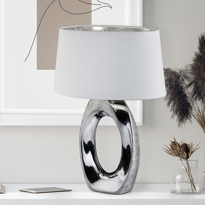 Keramická stolní lampa stříbrná, Moldrup, s vypínačem