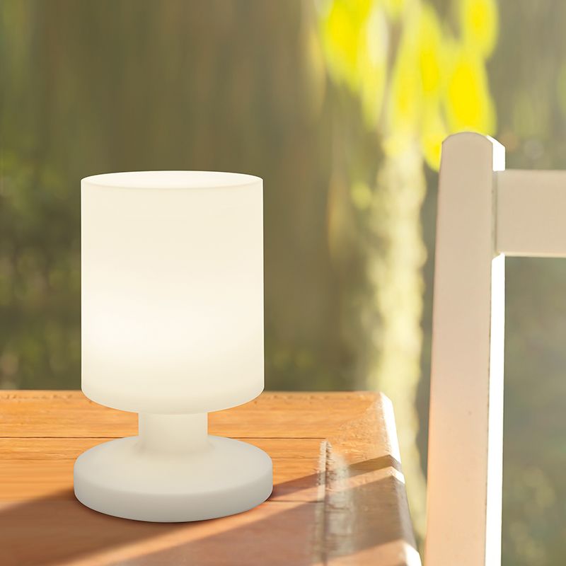 Bílá venkovní stolní lampa plastová, Wiesje, 1,5W, LED 3000 K, IP44, s vypínačem