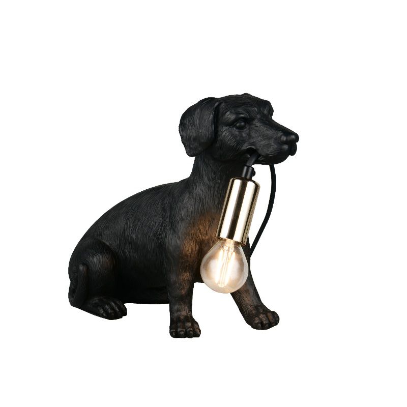 Černá stolní lampa plastová, Doggo