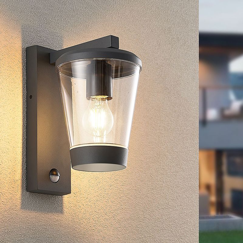Antracité venkovní nástěnné světlo se senzorem pohybu moderní, Kerstin, IP44
