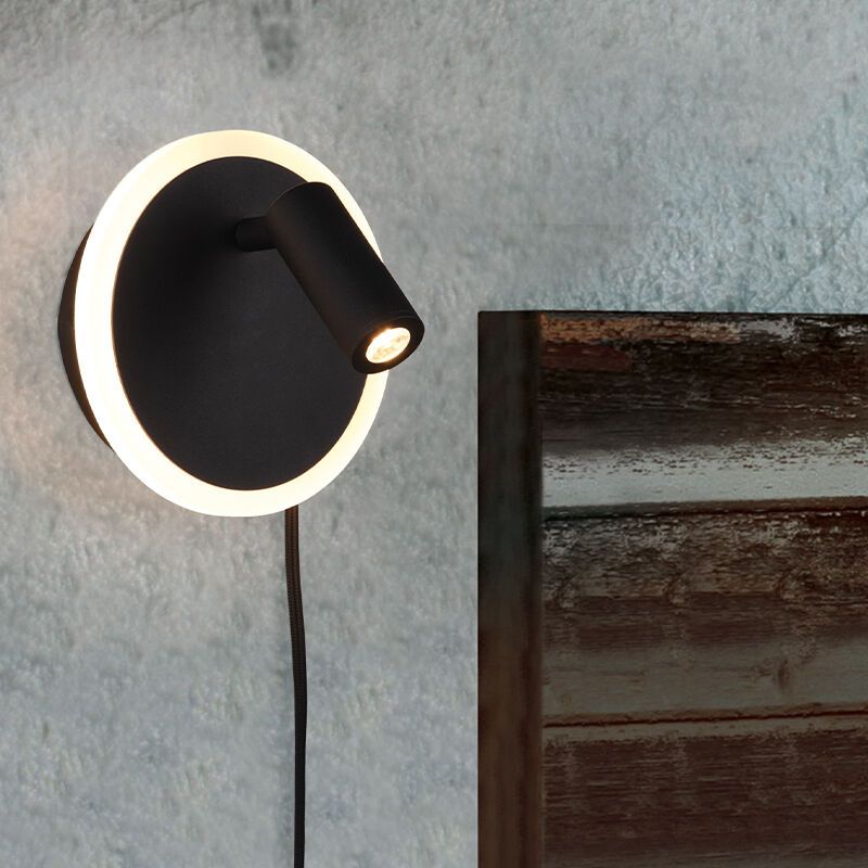 Černé nástěnné světlo moderní, Sirias, 5W, LED 3000 K, s vypínačem