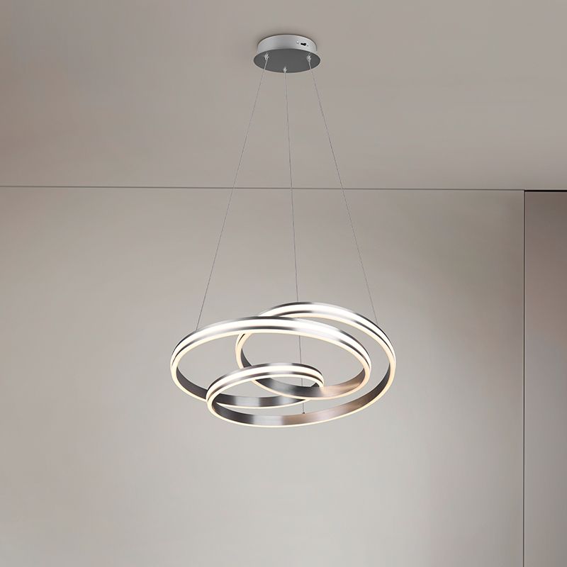 Niklové závěsné světlo nad jídelní stůl moderní, Elyse, 60W, LED white switch
