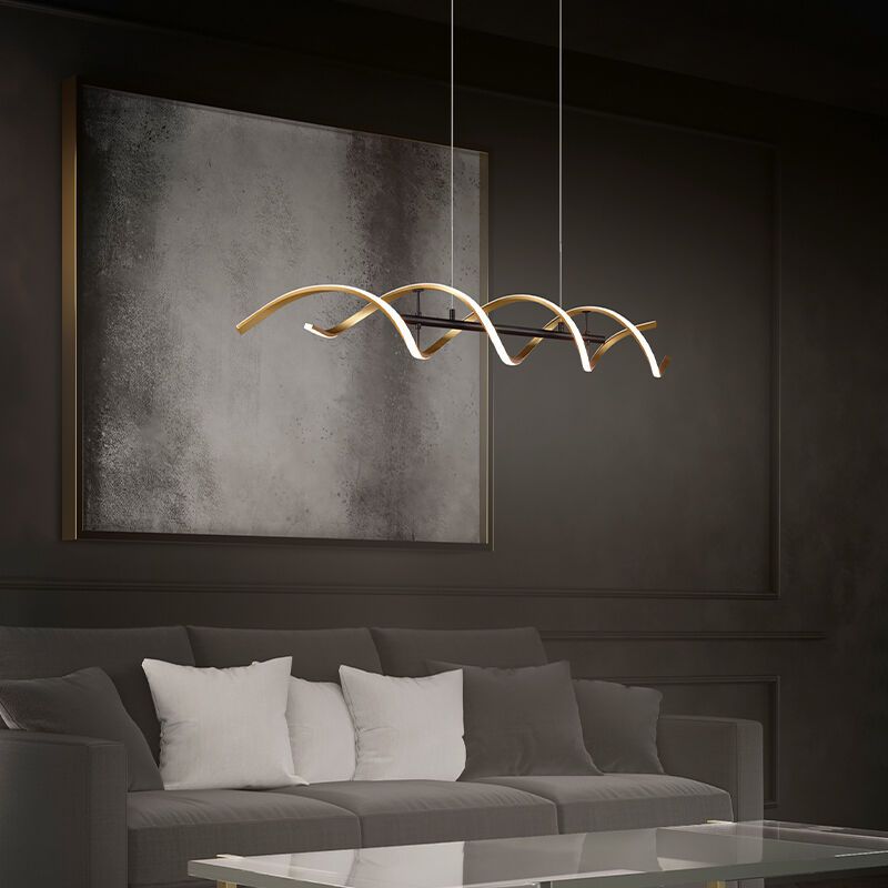 Mosazné závěsné světlo nad jídelní stůl designové, Sylvian, 45W, LED white switch, s 3stupňovým stmíváním