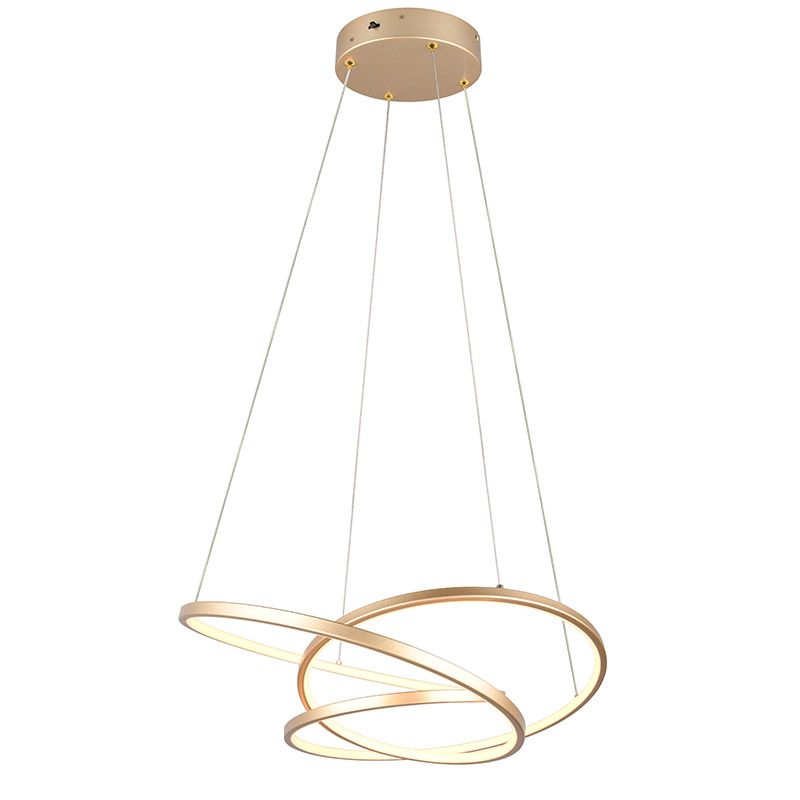 Zlaté závěsné světlo designové, Teodore, 34W, LED white switch, s 3stupňovým stmíváním