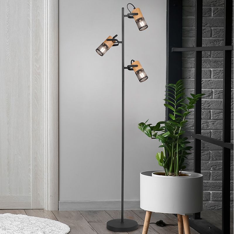 Černá stojací lampa vintage, Jessica, s vypínačem