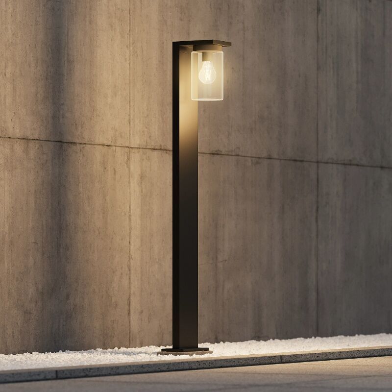 Černá venkovní lampa stojací se soumrakovým čidlem moderní, Yves, IP44