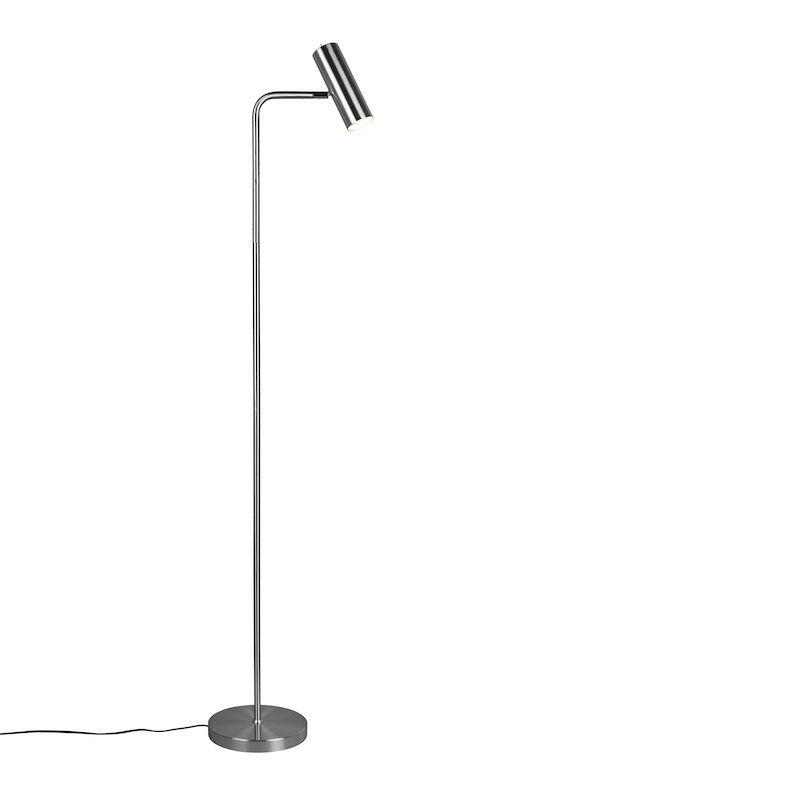 Niklová stojací lampa moderní, Kaso, s vypínačem