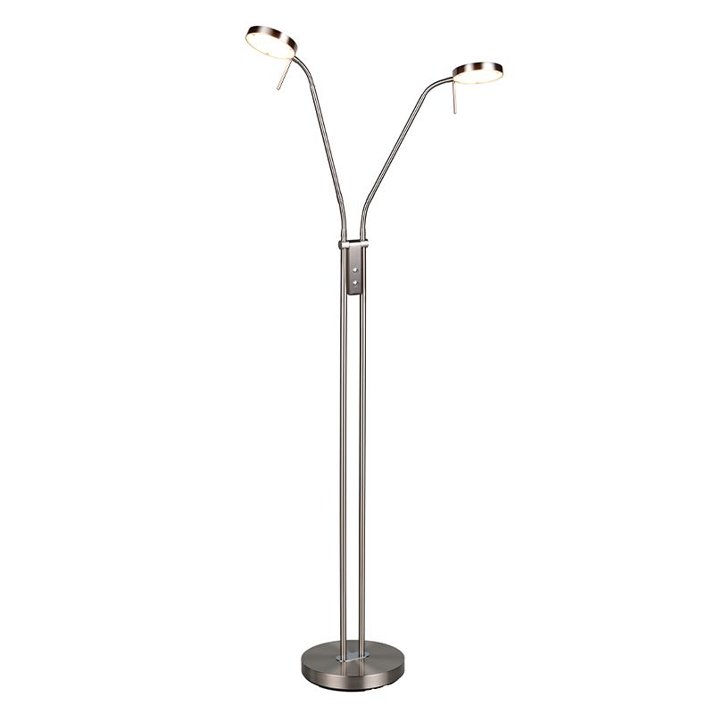 Niklová stojací lampa moderní, Bilge, s dotykovým stmívačem