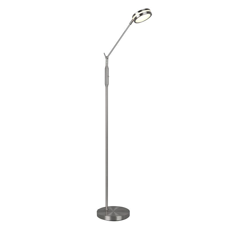 Niklová stojací čtecí lampa moderní, Marjon, 6W, LED s nastavitelnou barvou světla, s dotykovým stmívačem
