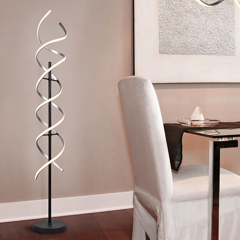 Chromová stojací lampa designová, Sylvian, 32W, LED s nastavitelnou barvou světla, s dotykovým stmívačem
