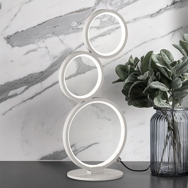Bílá stolní lampa moderní, Robon, 17W, LED 3000 K, s vypínačem