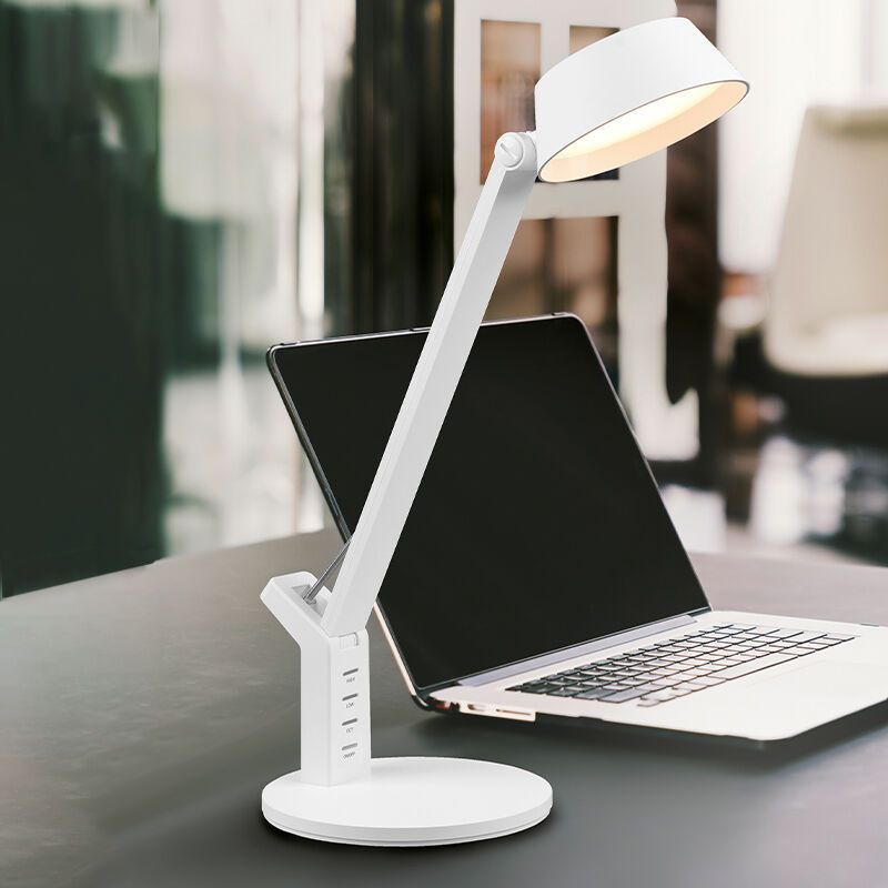 Bílá lampička moderní, Lindi, 5W, LED nastavitelný od teplé po studenou bílou, s dotykovým stmívačem