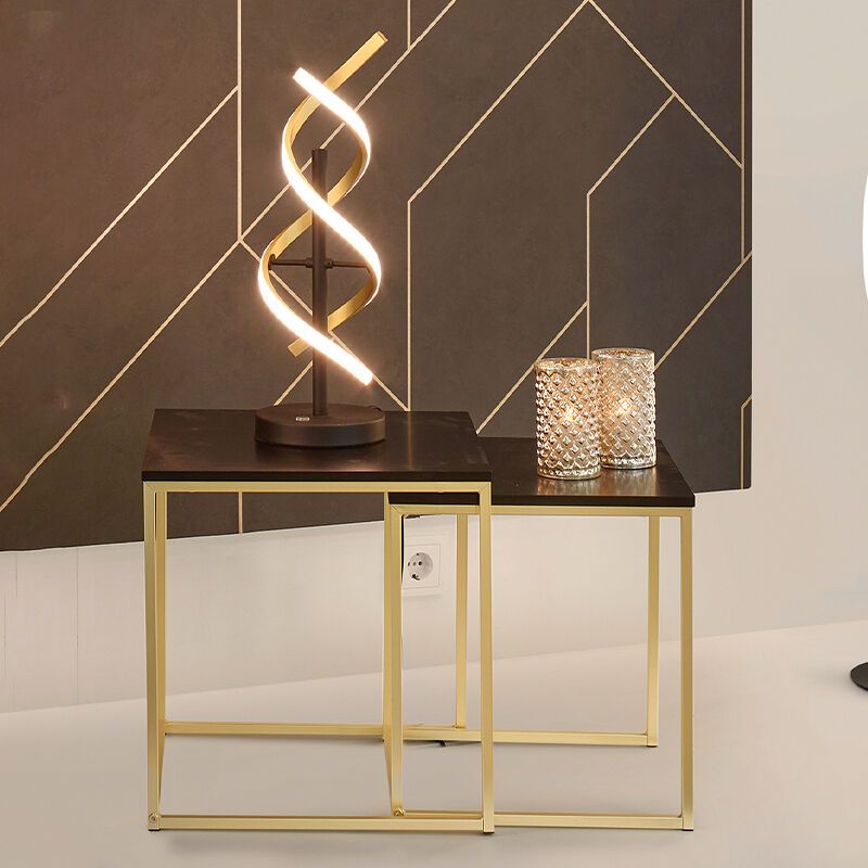 Mosazná stolní lampa designová, Sylvian, 20W, LED s nastavitelnou barvou světla, s dotykovým stmívačem