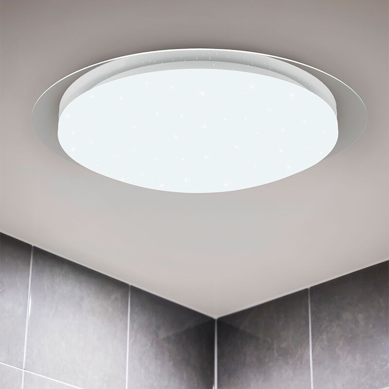 Bílé stropní světlo do koupelny moderní, Marlena, 18,5W, LED 4000 K, IP44, s dálkovým ovládáním