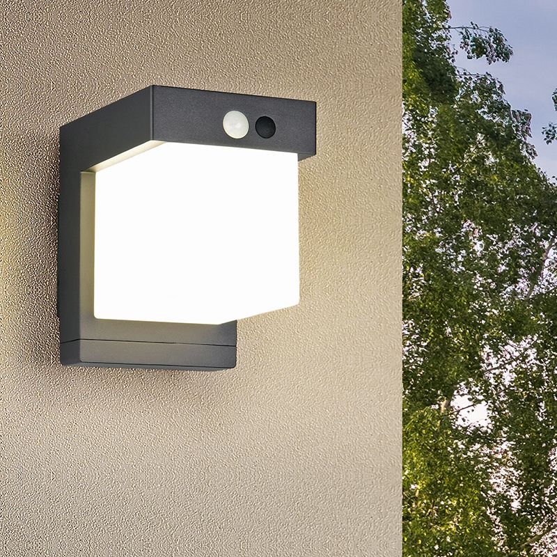 Černé solární venkovní nástěnné světlo moderní, Kadija, 5,5W, LED 4000 K, IP44