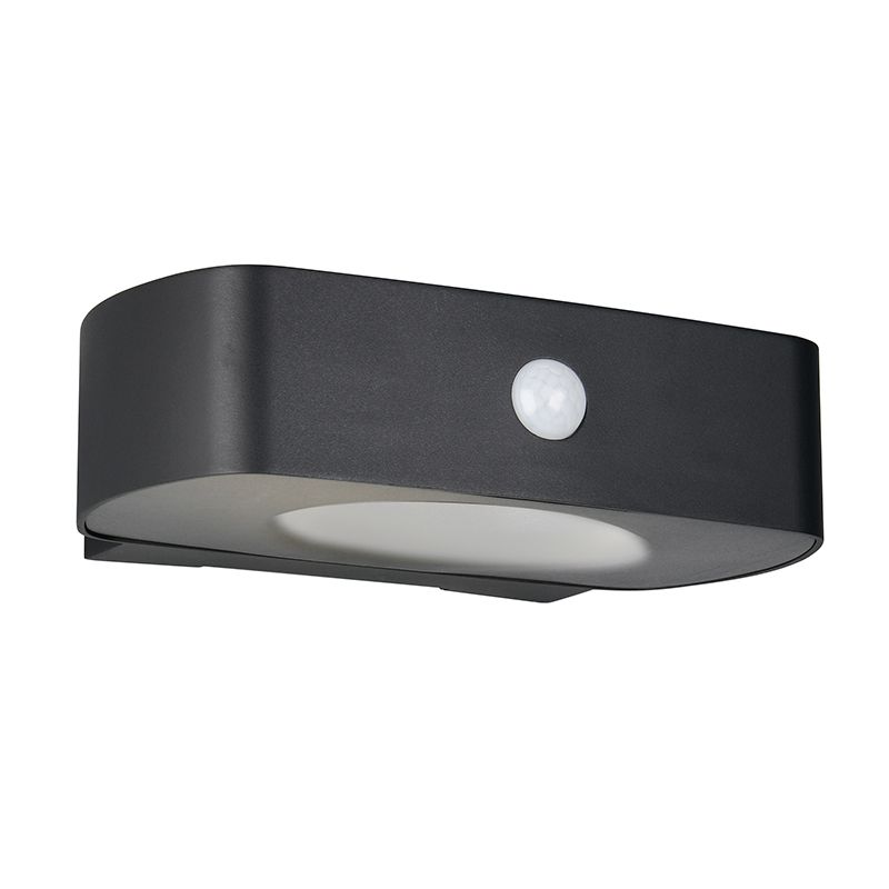 Černé solární venkovní nástěnné světlo moderní, Pytsje, 6W, LED 4000 K, IP44, s vypínačem