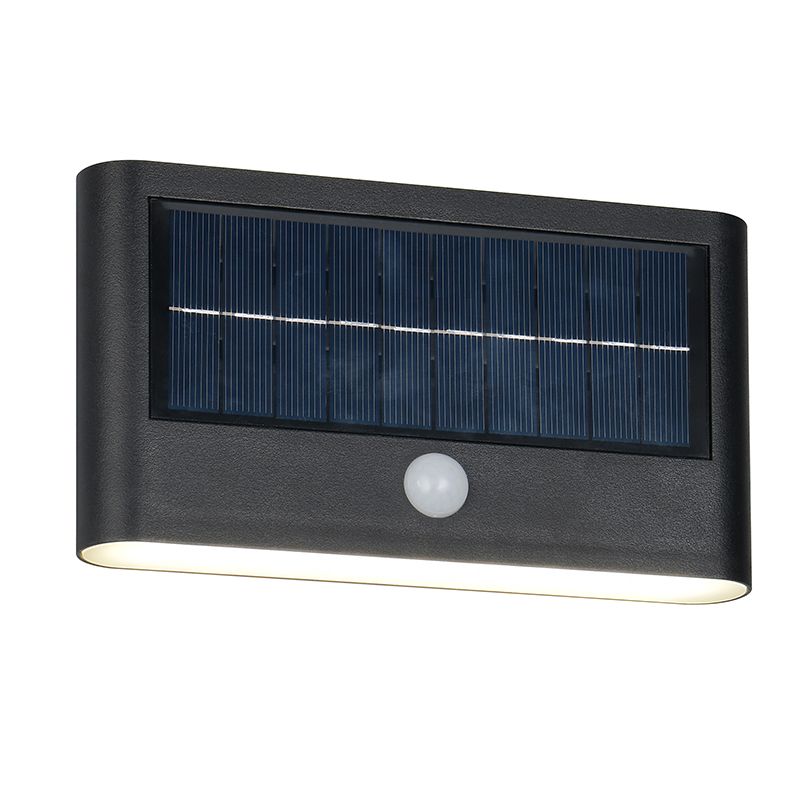 Černé solární venkovní nástěnné světlo moderní, Nefise, 8W, LED 4000 K, IP44