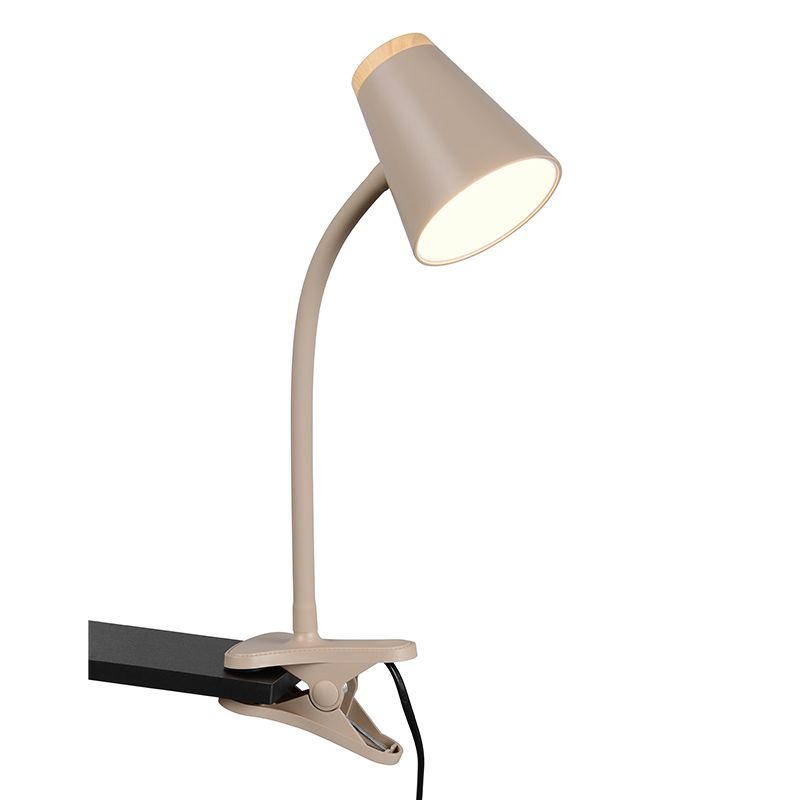 Hnědá lampa s klipem moderní, Rahul, 4,5W, LED 3000 K, s vypínačem