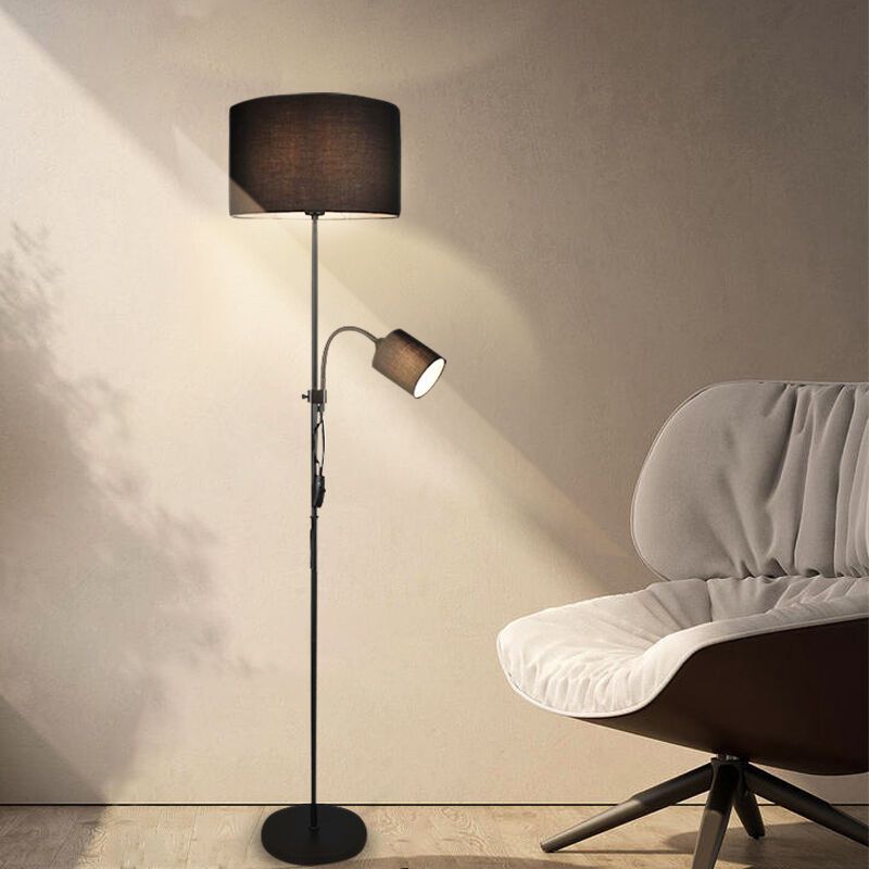 Černá stojací čtecí lampa moderní, Edina, s vypínačem