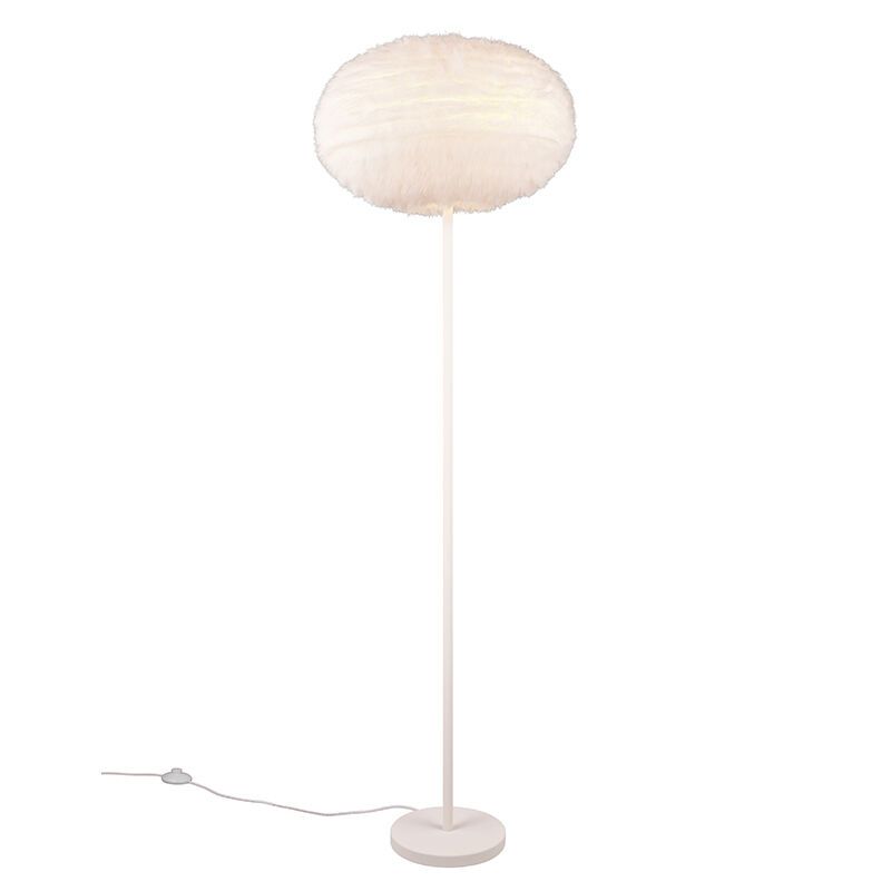 Béžová stojací lampa látková, Vijay, s vypínačem