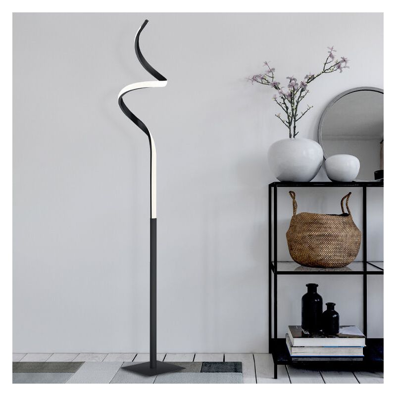 Černá stojací lampa moderní, Aby, 11W, LED 3000 K, s dotykovým stmívačem