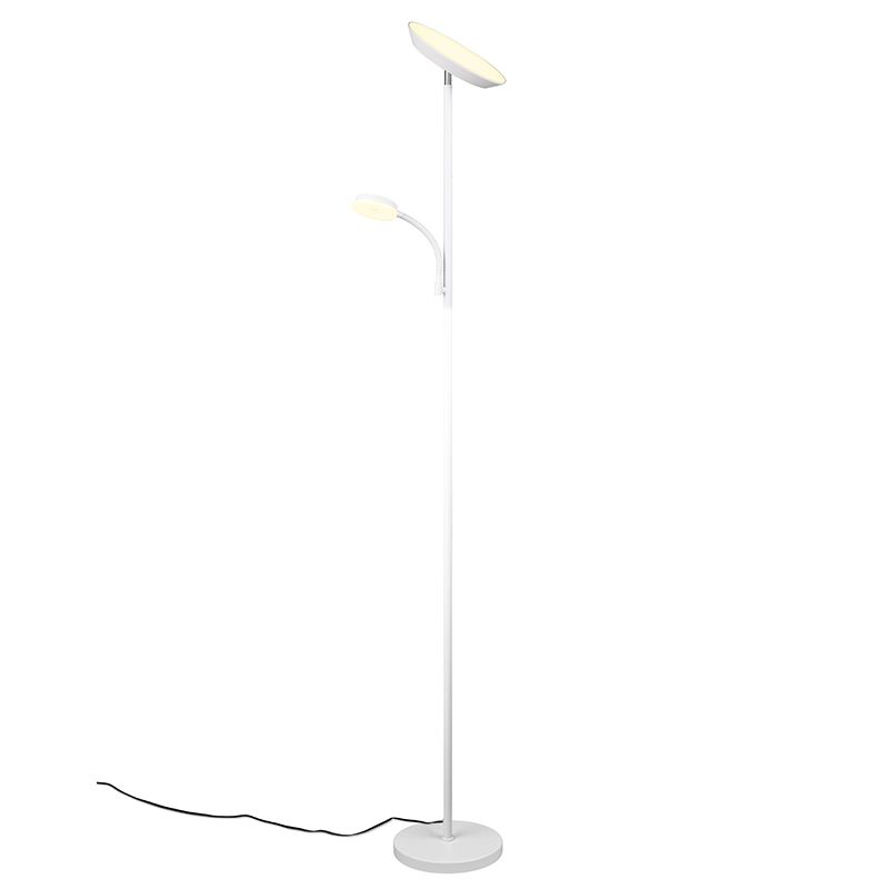 Bílá stojací lampa moderní, Shahid, 17W, LED nastavitelný od teplé po studenou bílou, s dotykovým stmívačem