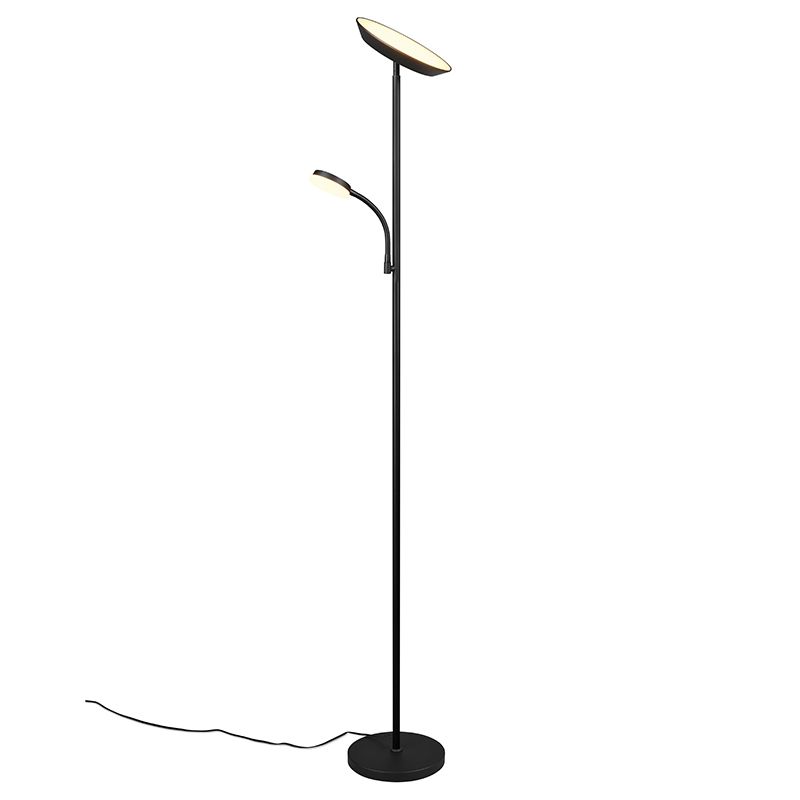 Černá stojací lampa moderní, Shahid, 17W, LED nastavitelný od teplé po studenou bílou, s dotykovým stmívačem