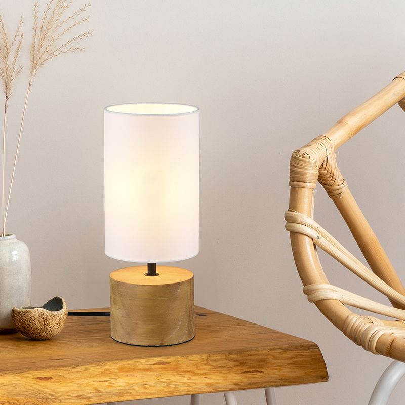Hnědá stolní lampa dřevěná, Job, s vypínačem