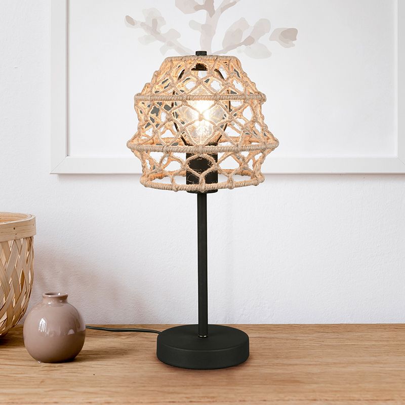 Hnědá stolní lampa rustikální, Liduina, s vypínačem